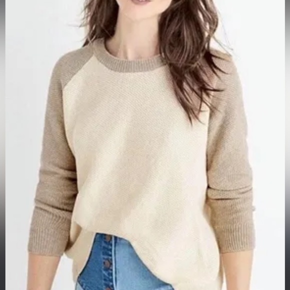 Madewell Province Cross Back Two Tone Cotton Sweater Cozy - Picture 1 of 9